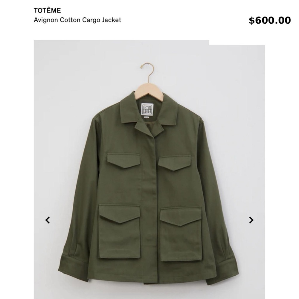 Toteme Avignon Utility Jacket Khaki Green – Oversized Cotton Size 32 | US XS - Picture 5 of 13